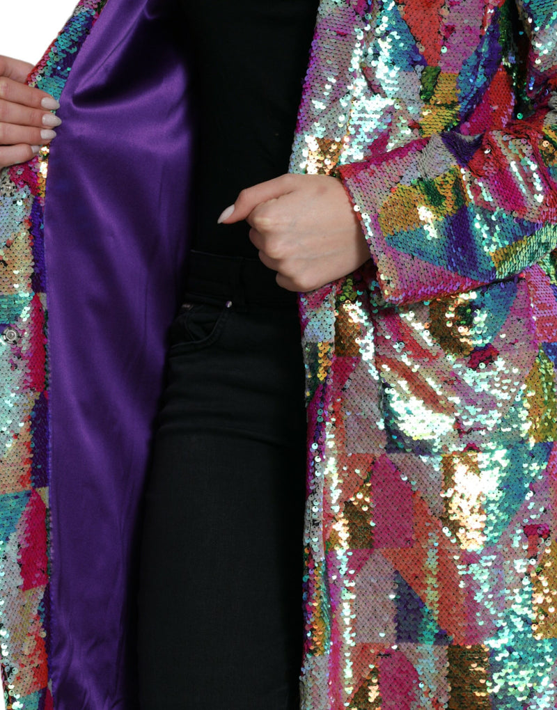 Multicolor Polyester Sequined Coat Jacket