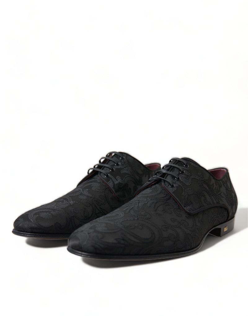 Black Jacquard Lace Up Derby Dress Shoes