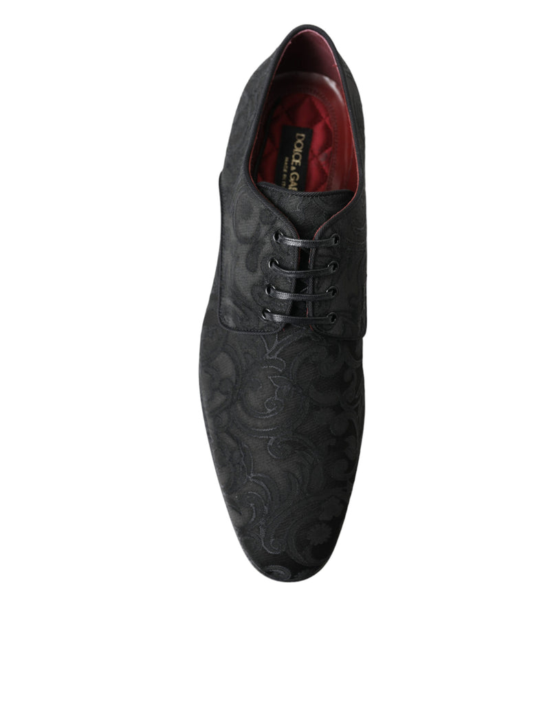 Black Jacquard Lace Up Derby Dress Shoes