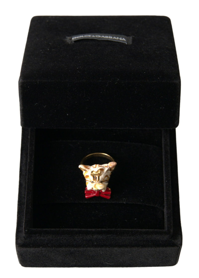 Gold Brass Resin Beige Dog Pet Accessory Ring