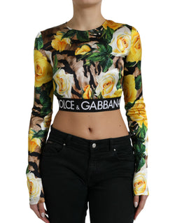 Multicolor Floral Long Sleeves Cropped Top