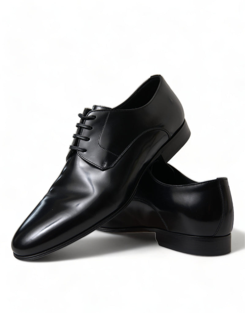 Black Leather Lace Up Formal Derby Dress Shoes