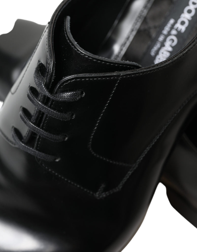 Black Leather Lace Up Formal Derby Dress Shoes