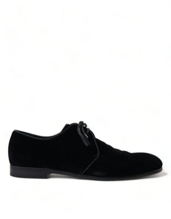 Black Velvet Lace Up Formal Derby Dress Shoes