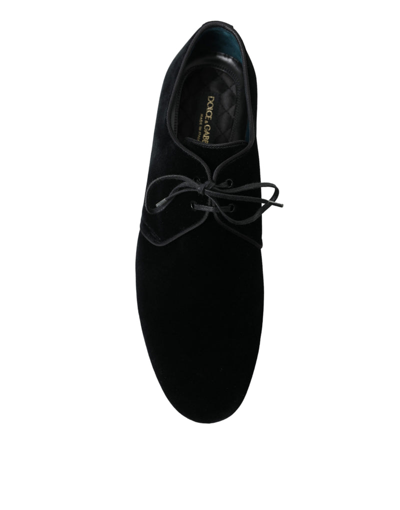 Black Velvet Lace Up Formal Derby Dress Shoes