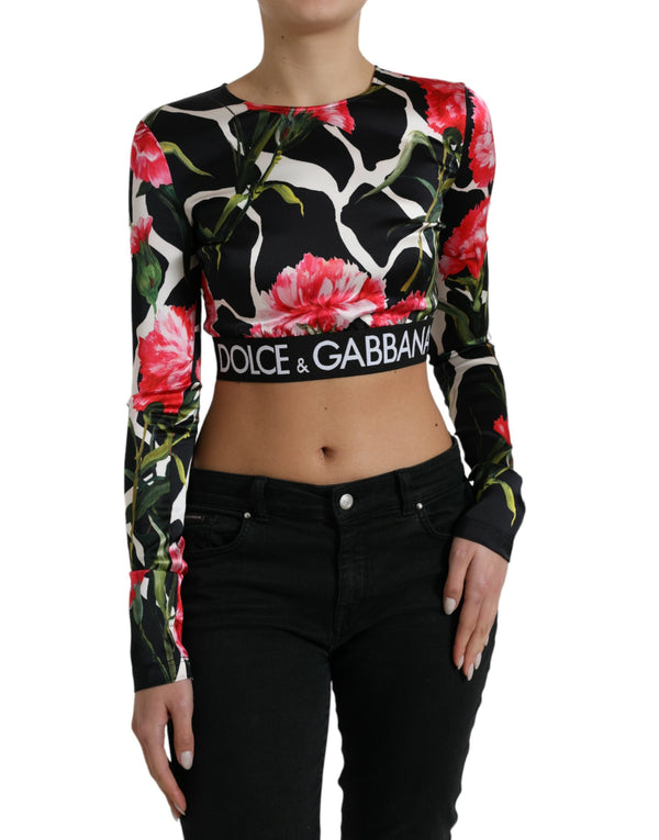 Multicolor Floral Long Sleeves Cropped Top