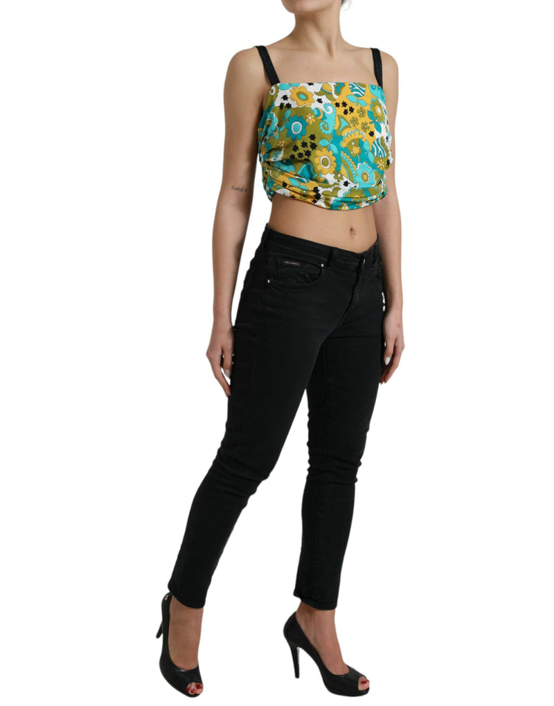 Multicolor Floral Sleeveless Cropped Top