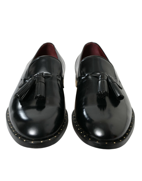 Black Brushed Calfskin Loafers Dress Shoes