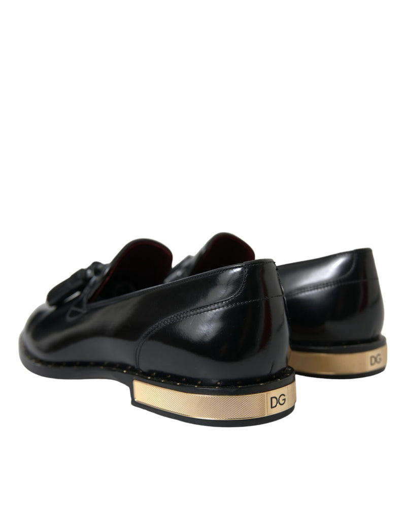 Black Brushed Calfskin Loafers Dress Shoes