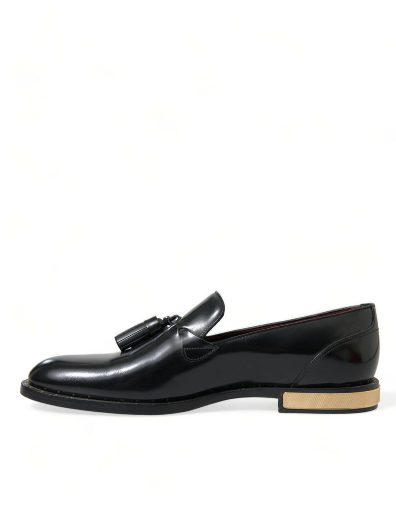 Black Brushed Calfskin Loafers Dress Shoes