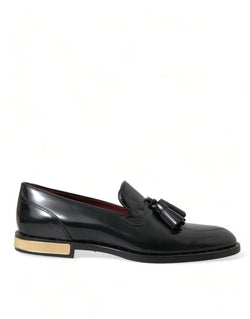 Black Brushed Calfskin Loafers Dress Shoes