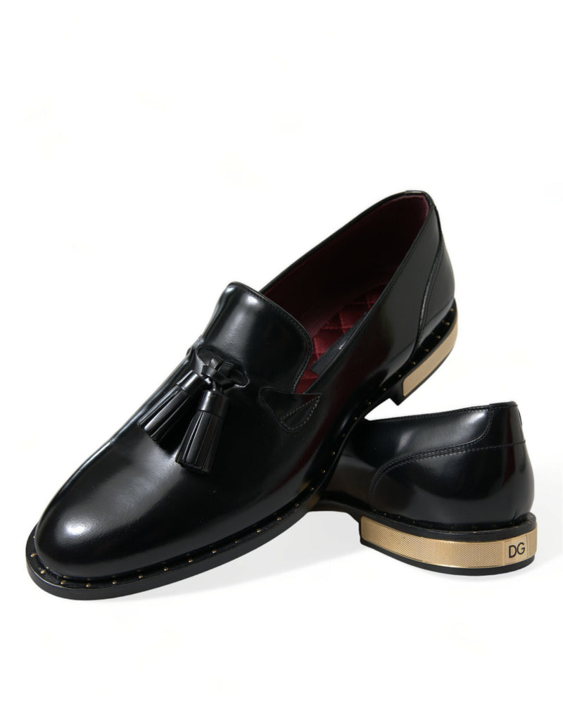 Black Brushed Calfskin Loafers Dress Shoes