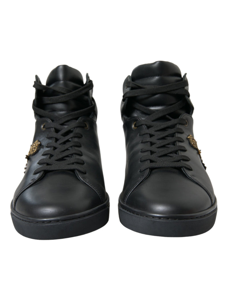 Black Crown Bee logo Mid Top Portofino Sneakers Shoes