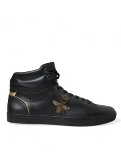 Black Crown Bee logo Mid Top Portofino Sneakers Shoes