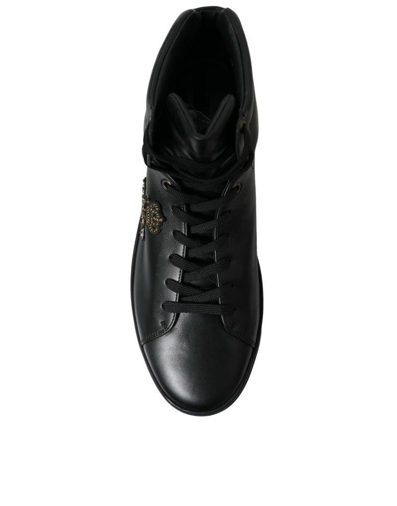 Black Crown Bee logo Mid Top Portofino Sneakers Shoes