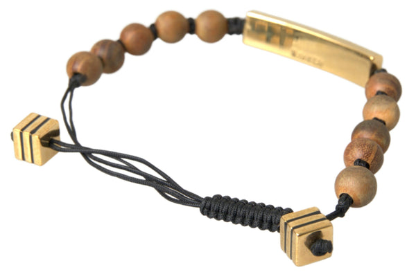 Black Gold Brass Brown Beaded Branded Women Bracelet
