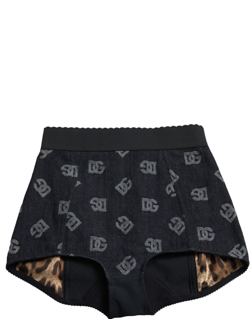 Black DG Logo Cotton Stretch Hot Pants Shorts