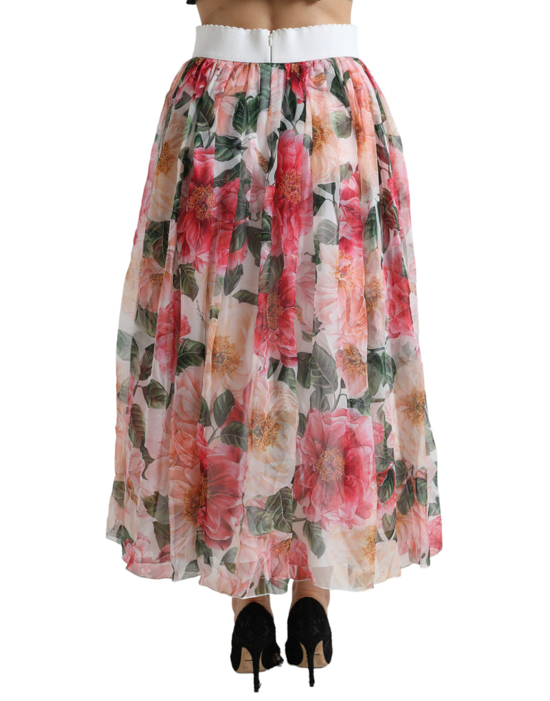 Multicolor Floral High Waist A-line Maxi Skirt