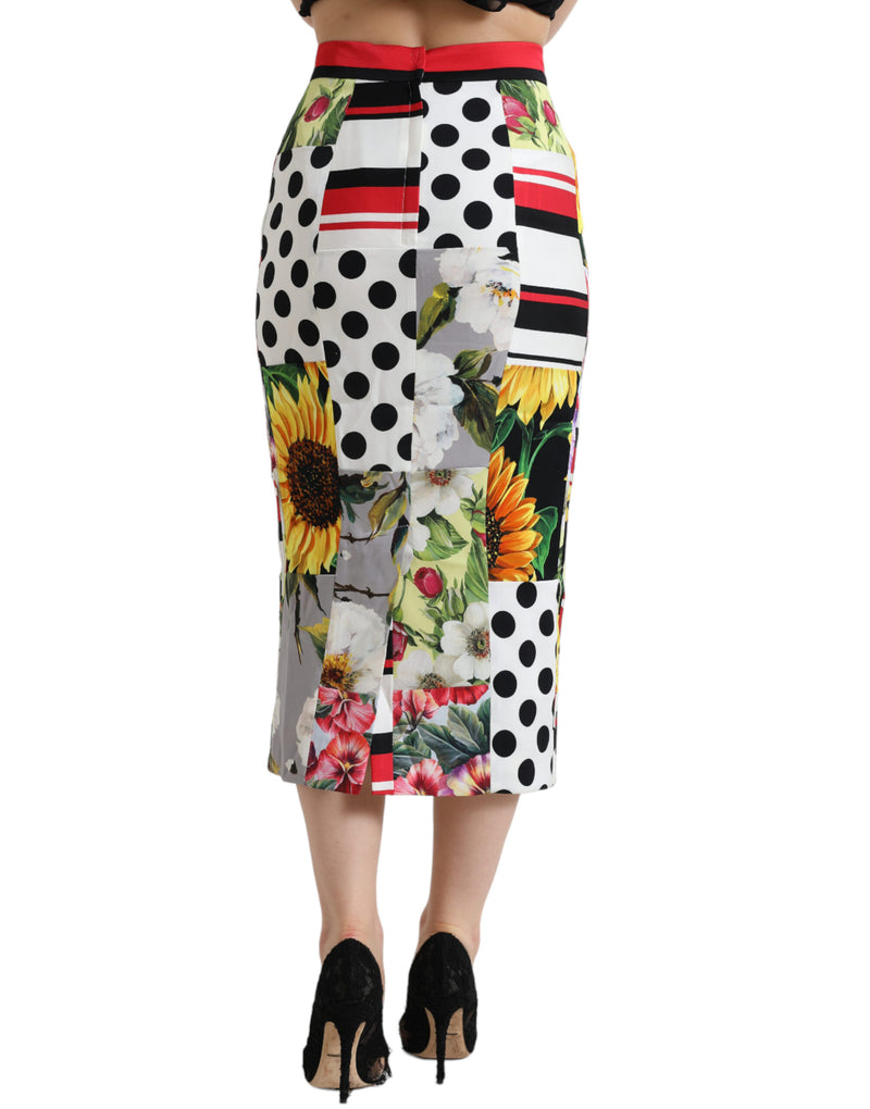 Multicolor Patchwork High Waist Pencil Cut Skirt