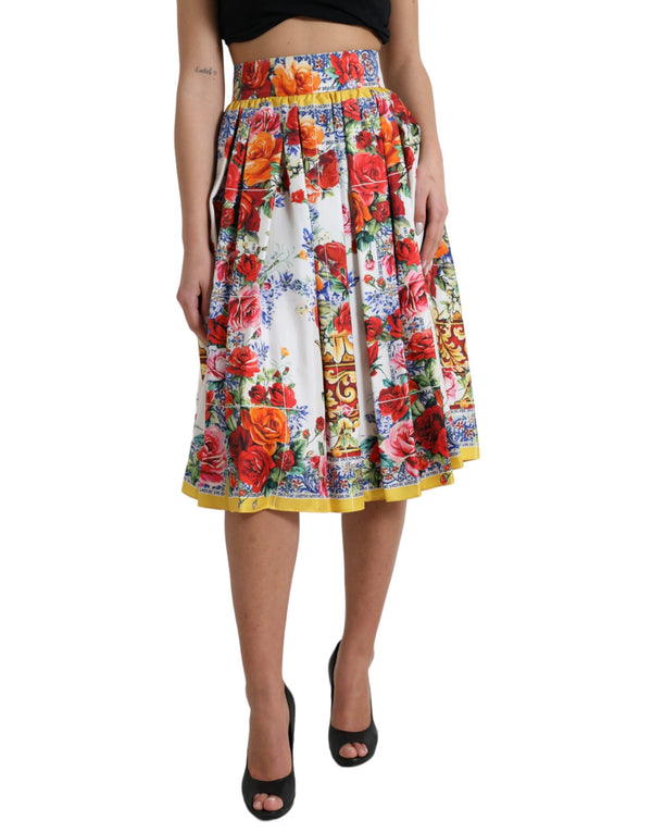 Multicolor Majolica High Waist A-line Skirt