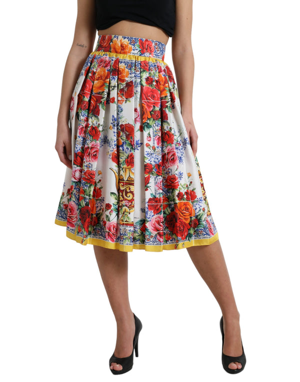 Multicolor Majolica High Waist A-line Skirt