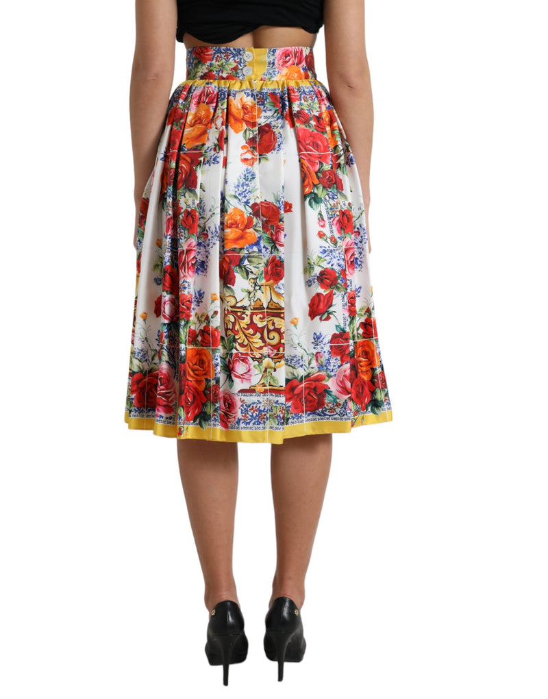 Multicolor Majolica High Waist A-line Skirt