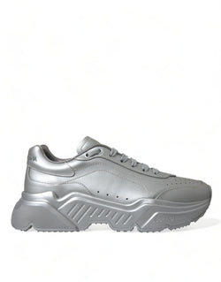 Silver DAYMASTER Leather Men Casual Sneakers Shoes