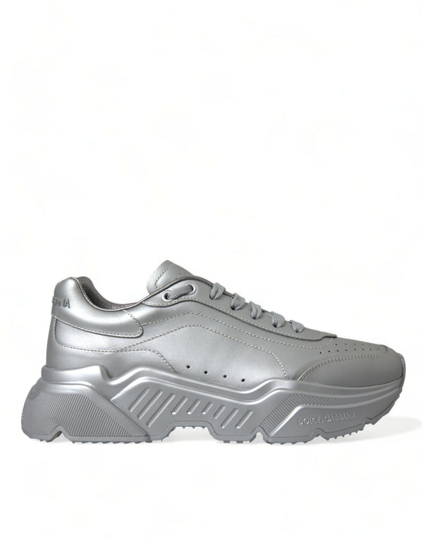 Silver DAYMASTER Leather Men Casual Sneakers Shoes