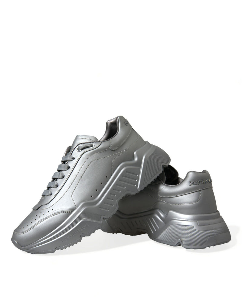 Silver DAYMASTER Leather Men Casual Sneakers Shoes