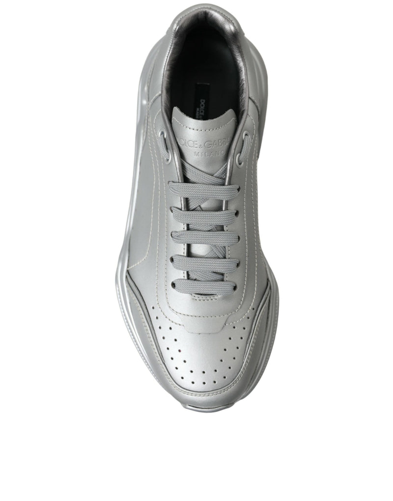 Silver DAYMASTER Leather Men Casual Sneakers Shoes