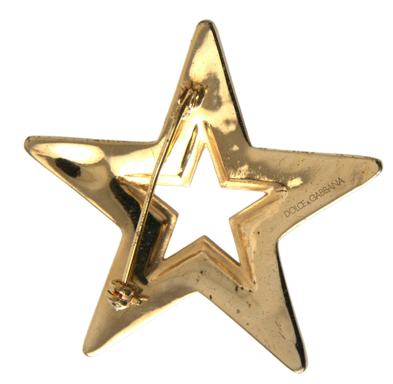 Gold Tone Brass Star Crystal Embellished Accessory Pin