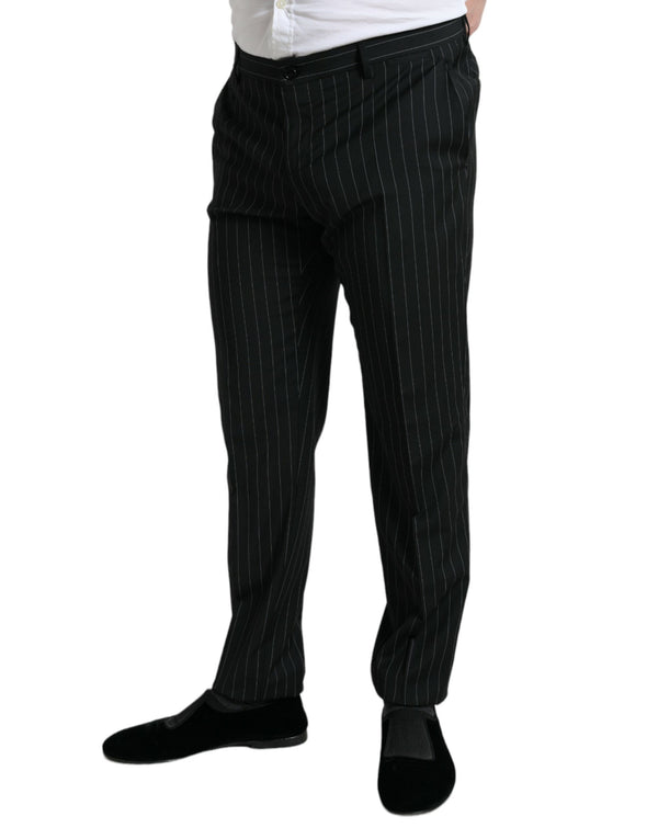 Black Striped slim fit Formal Pants