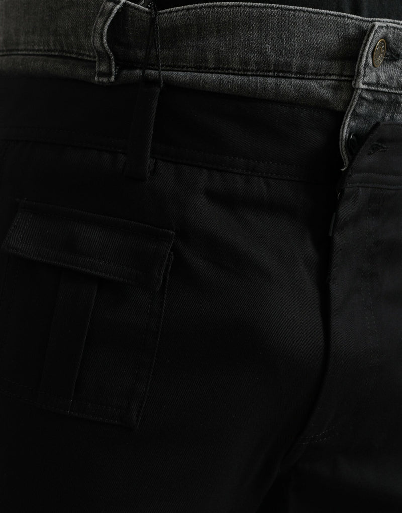 Black Gray Slim Cotton Denim Jeans Pants