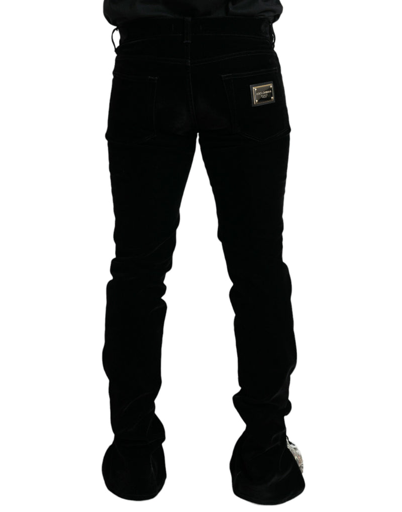 Black Cotton Blend Skinny Denim Jeans