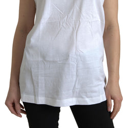 White Cotton St. Tropez Crew Neck Tank T-shirt