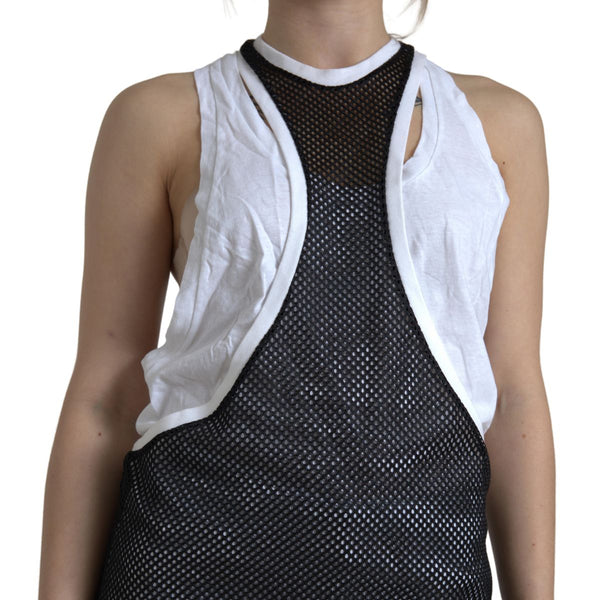 Black White Crewneck Sleeveless Tank Top