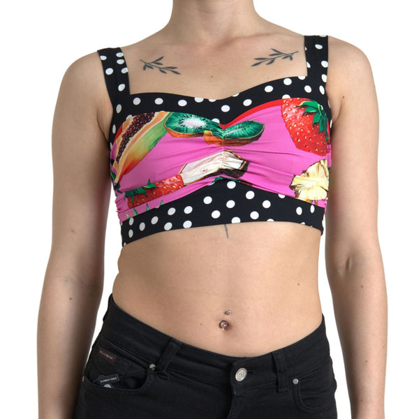 Multicolor Silk Cropped Bustier Corset Top