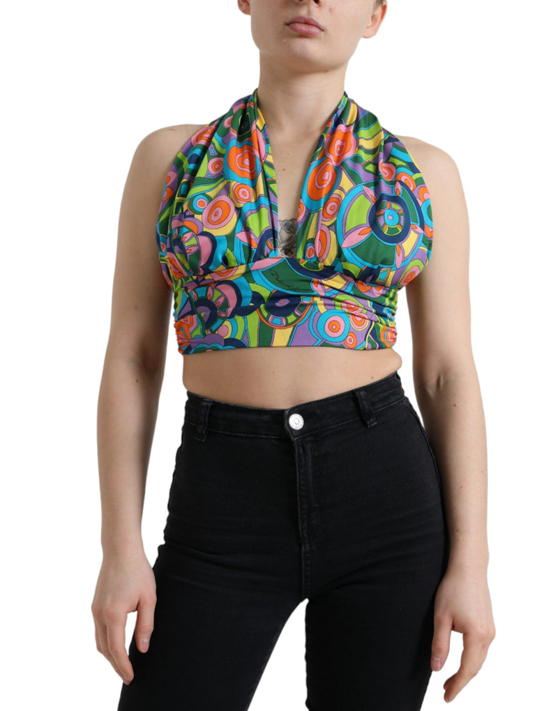 Multicolor Halter Sleeveless Cropped Tank Top