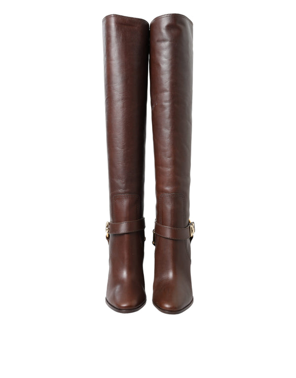 Brown Leather Zip Up Rider Boots Shoes