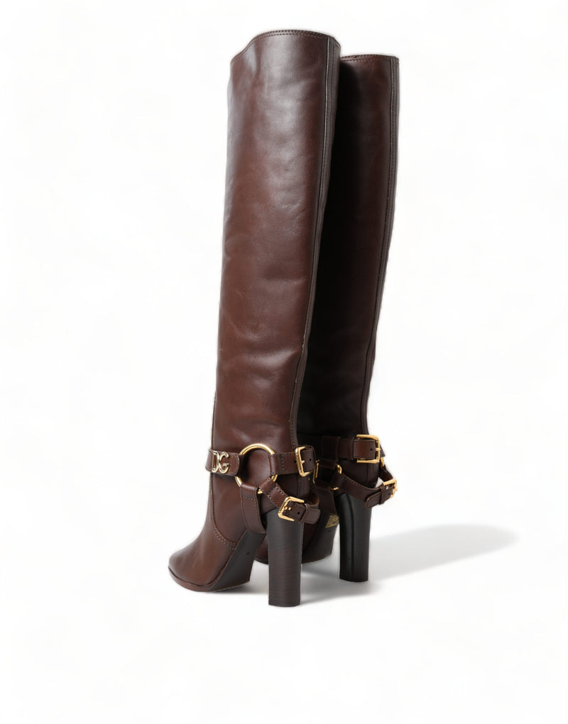 Brown Leather Zip Up Rider Boots Shoes