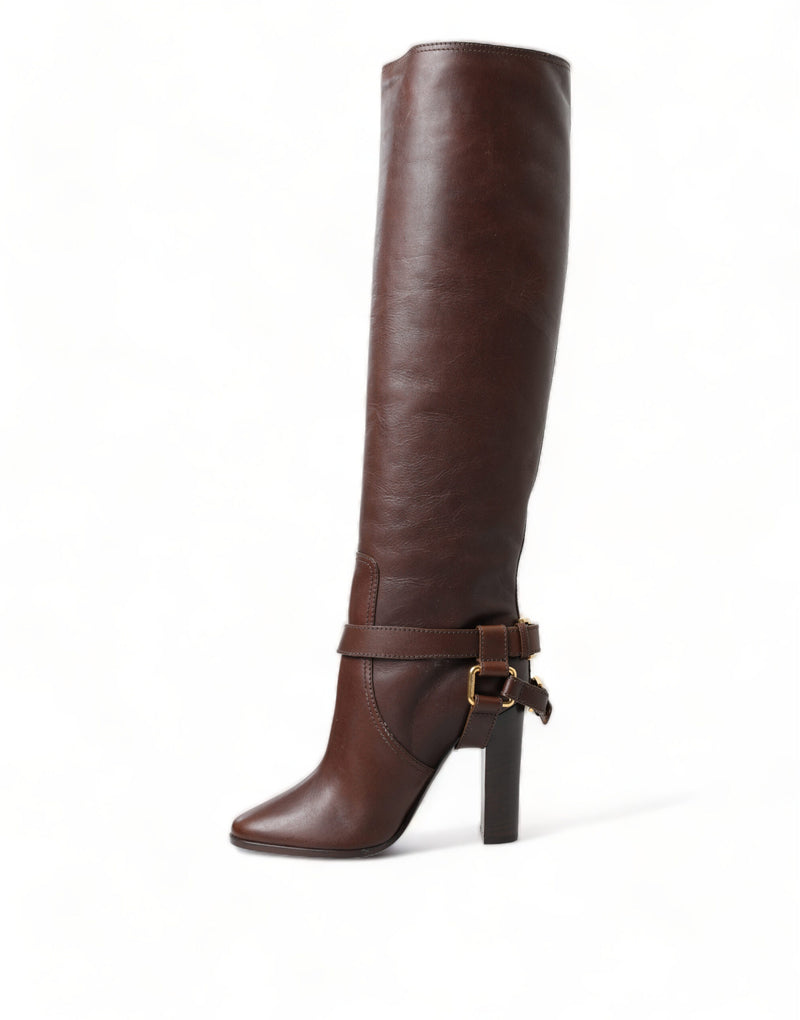 Brown Leather Zip Up Rider Boots Shoes