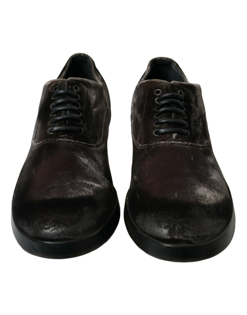 Brown Velvet Men Lace Up Oxford Dress Shoes