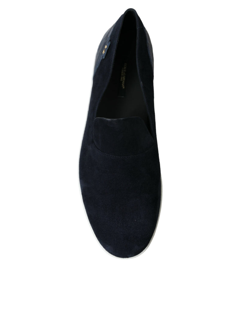 Blue Suede Caiman Men Loafers Slippers Shoes