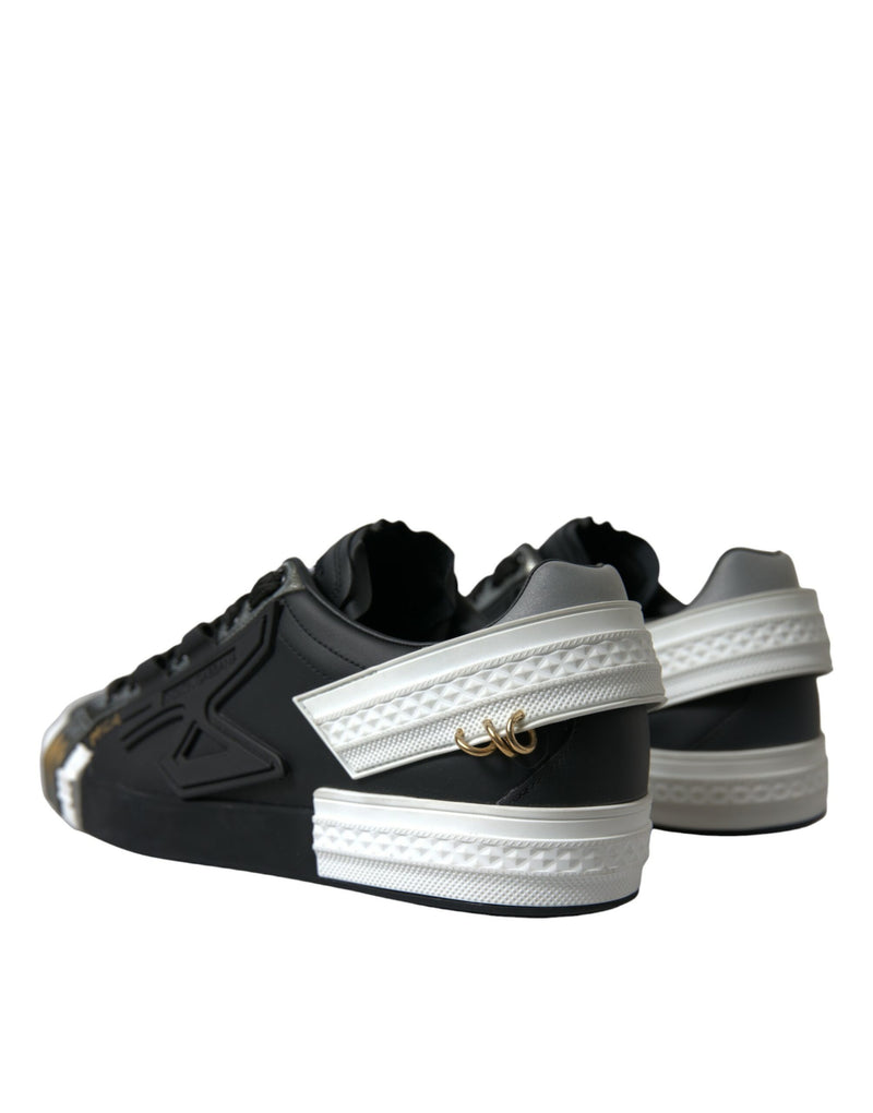 Black Leather Portofino Low Top Men Sneakers Shoes