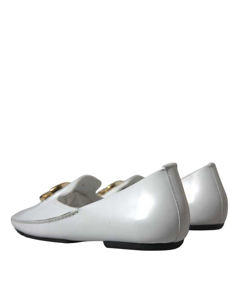 White Leather DG Logo Men Loafer Dress Shoes