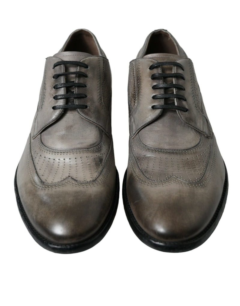 Brown Leather Lace Up Formal Derby Dress Shoes