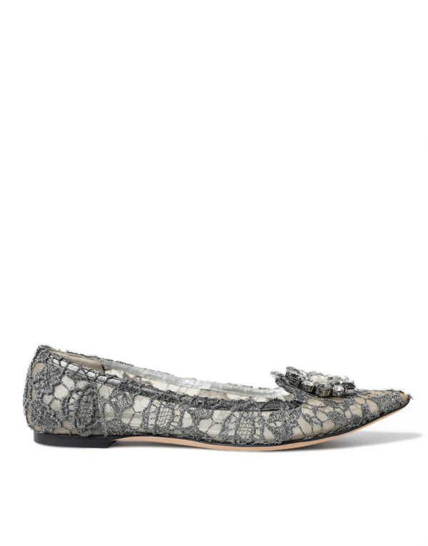 Silver Vally Taormina Lace Crystals Flat Shoes
