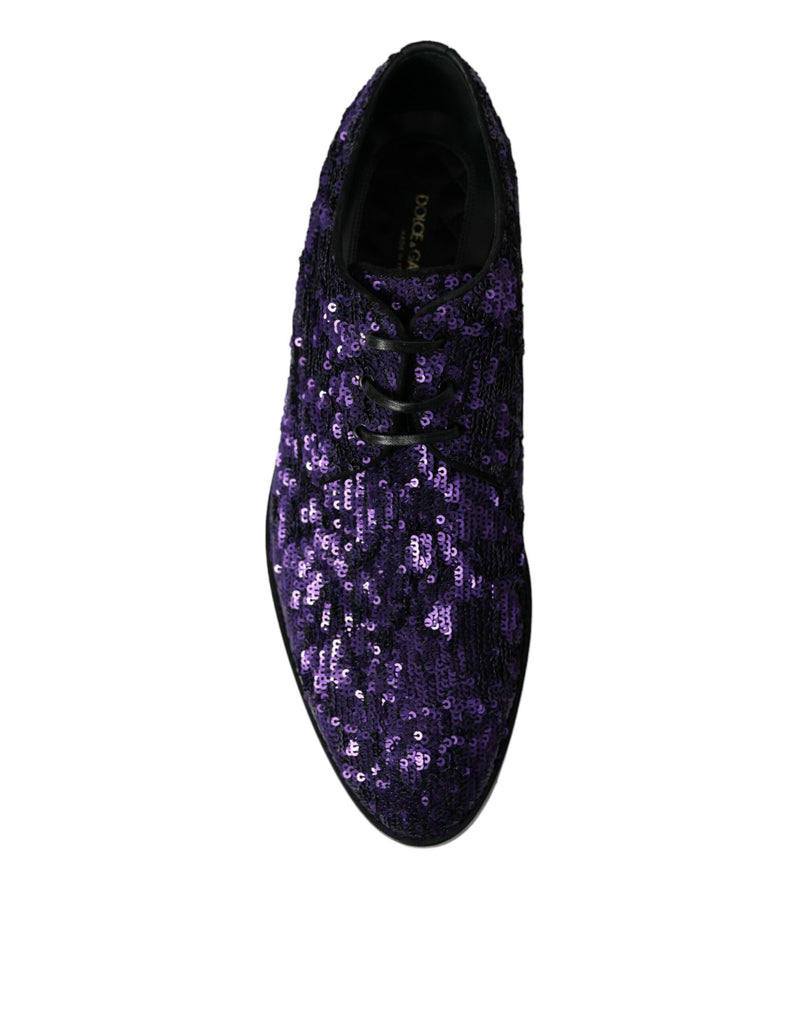 Purple Sequined Lace Up Oxford Dress Shoes