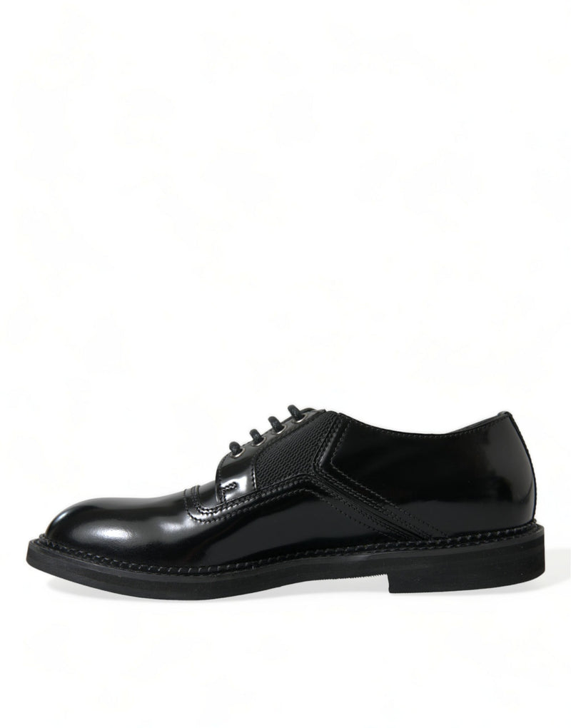 Black Leather Lace Up Formal Derby Dress Shoes