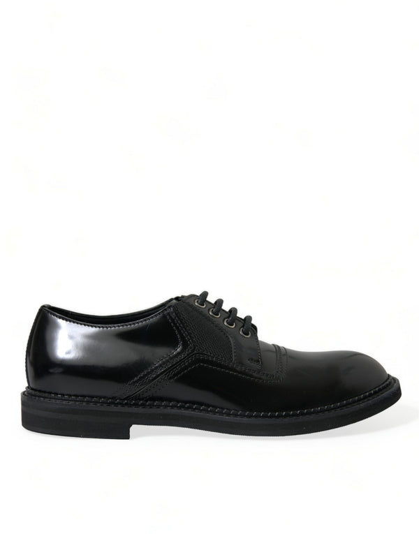 Black Leather Lace Up Formal Derby Dress Shoes